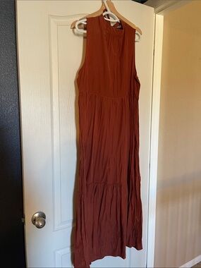 RACHEL Rachel Roy Sleeveless Rust Maxi Dress
